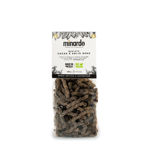 Busiata cacao e aglio nero con grano duro antico Russello bio