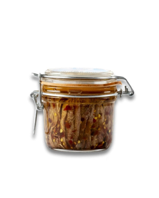 Filetti di acciughe con peperoncino in olio di oliva