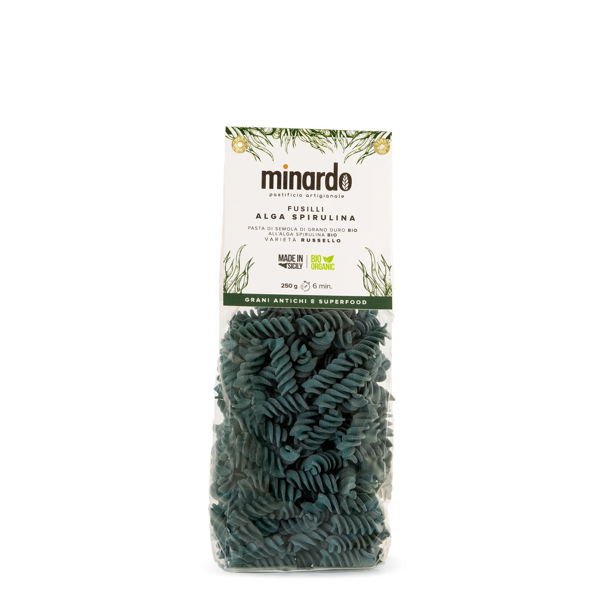 Fusilli spirulina con grano duro antico Russello bio
