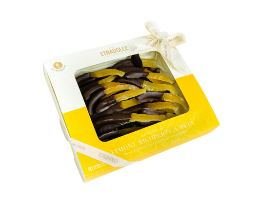 Lunette di limone semi-ricoperte al cioccolato