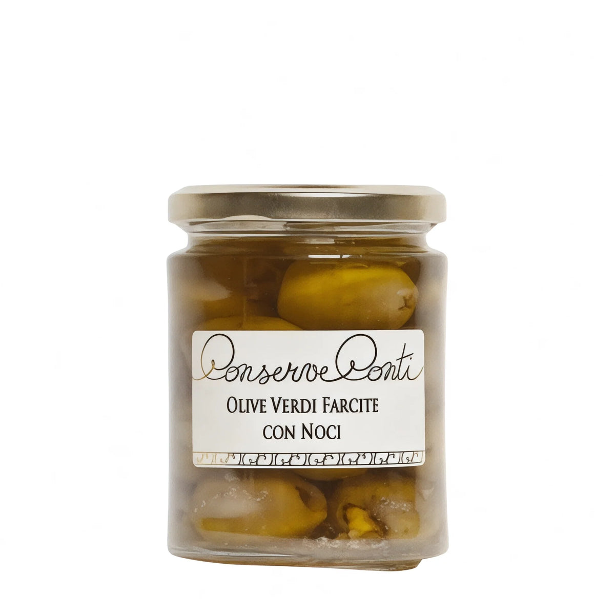 Olive verdi farcite con noci in EVO