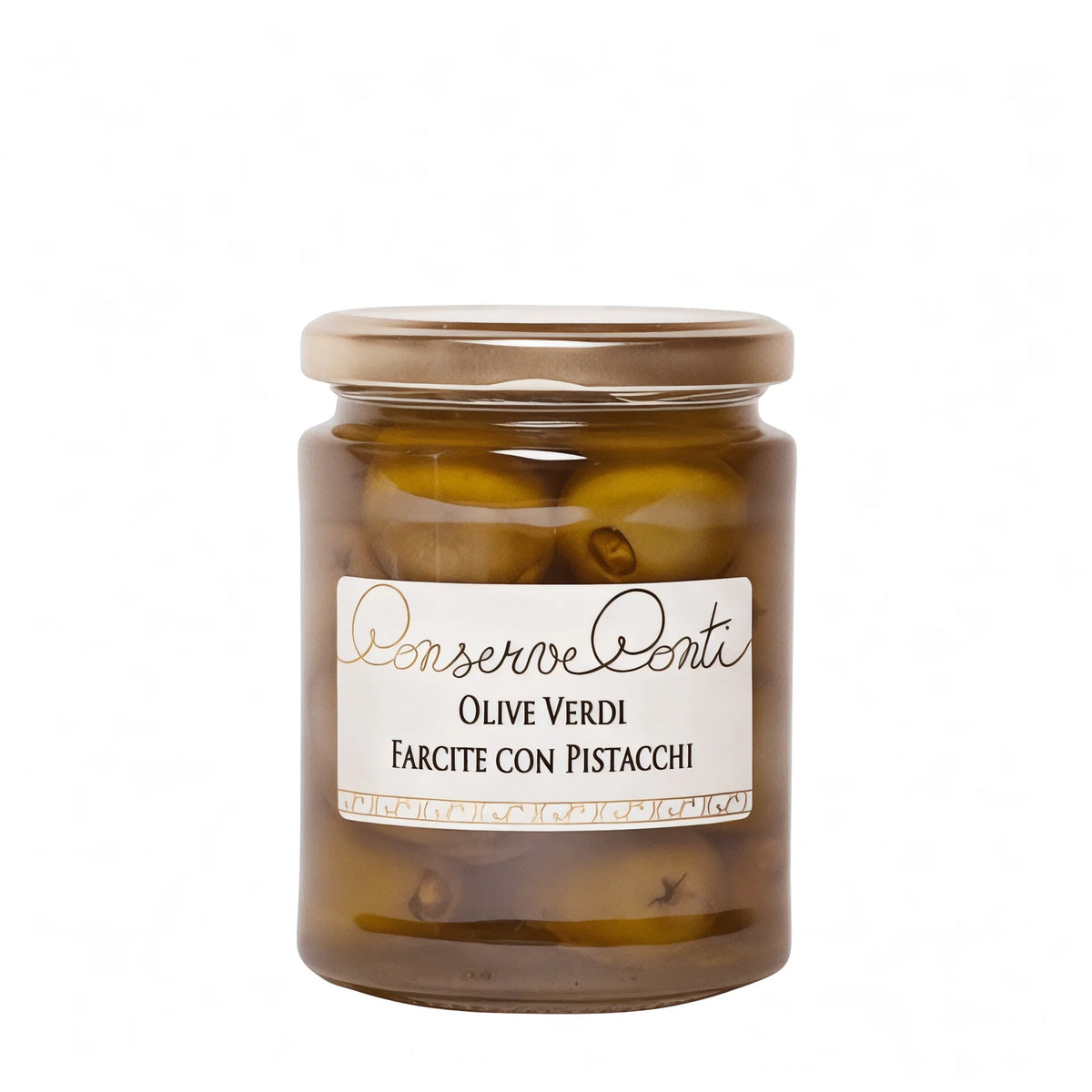 Olive verdi farcite con pistacchi in EVO