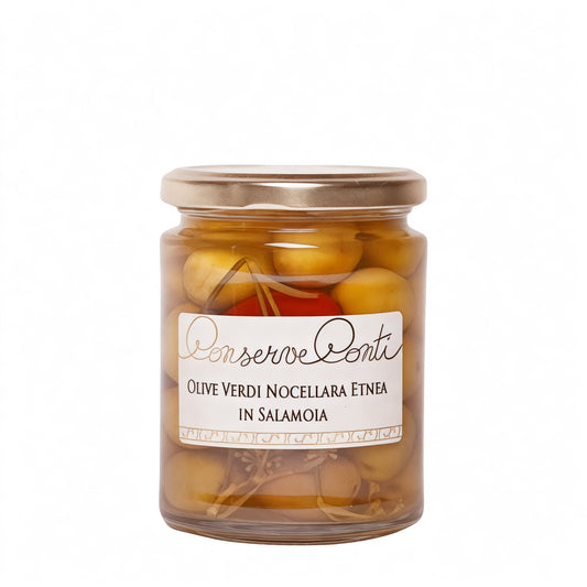 Olive verdi "Nocellara Etnea" dolcificate in salamoia