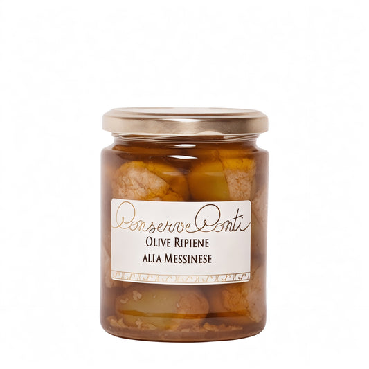 Olive verdi ripiene alla messinese in EVO
