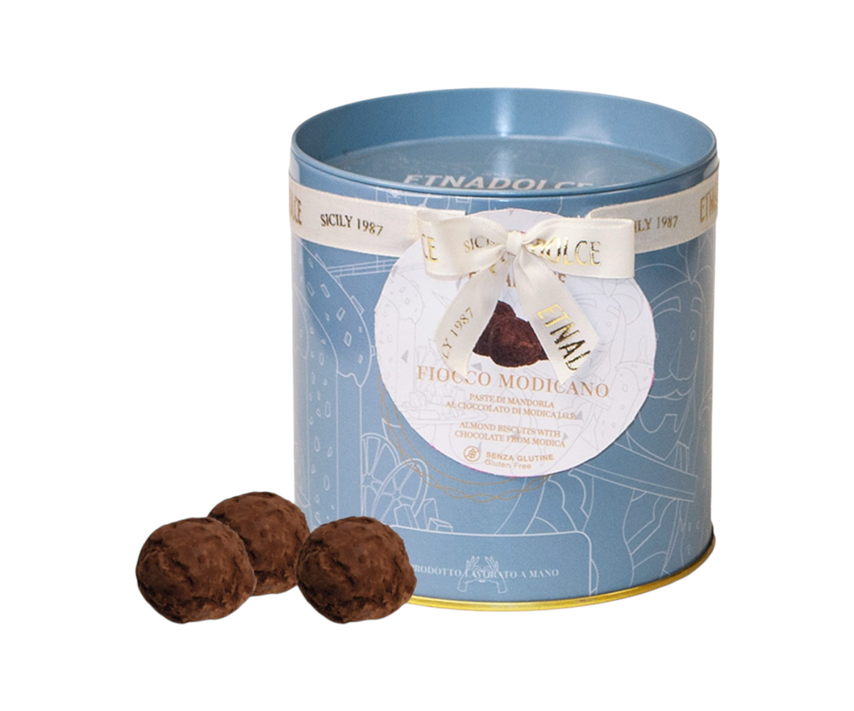 Paste di mandorla in latta al cioccolato di Modica IGP