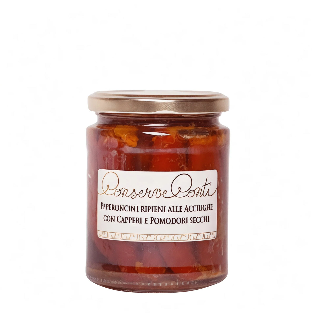 Peperoncini ripieni alle acciughe con capperi e pomodori secchi in EVO