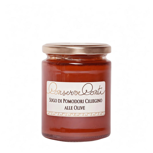 Sugo di pomodoro ciliegino alle olive in EVO