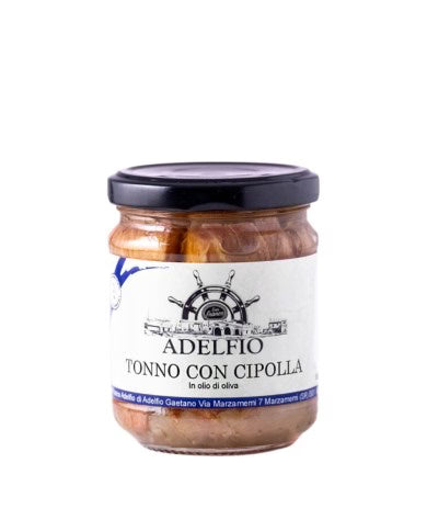 Tonno con cipolla in agrodolce in olio di oliva