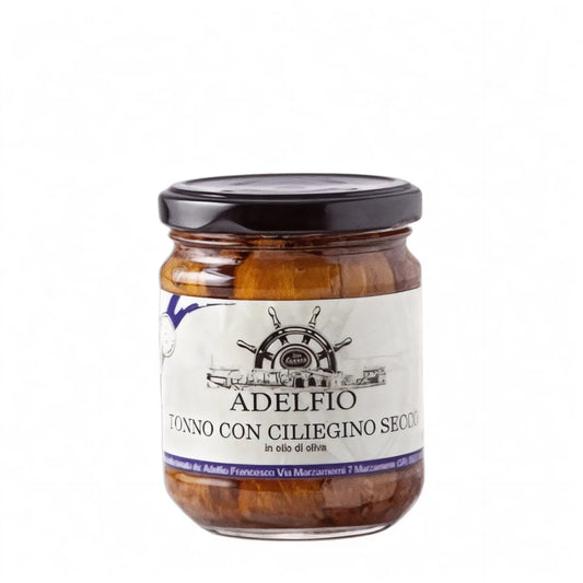 Tonno con pomodorino ciliegino secco in olio di oliva